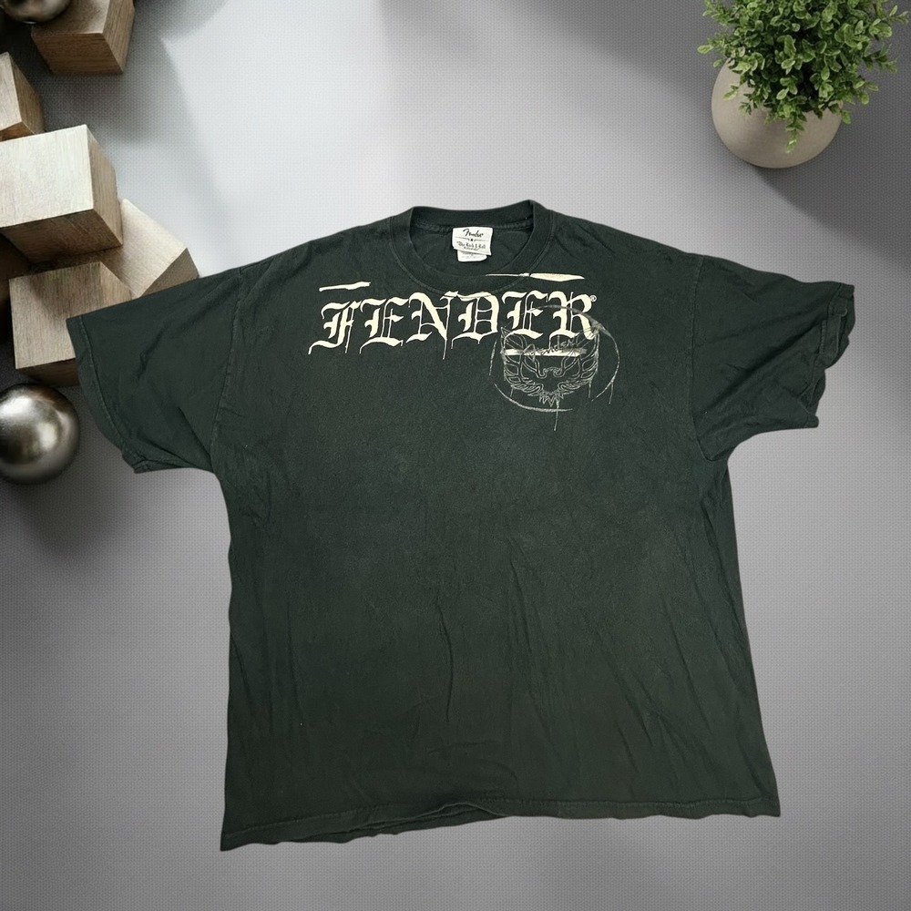 Vintage Fender The Rock & Roll Lifestyle Graphic T-Shirt XL Black Y2K Skater